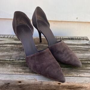 Vince Claire D'Orsay brown suede point toe pumps made in italy size 10
